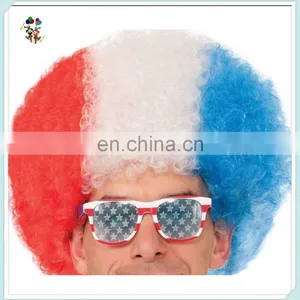 Patriotic Red White Blue Cheap Synthetic Football Fan Party Wigs HPC-0015 thumbnail-1