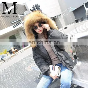2017 Hot Selling New Design Women Real Big Raccoon Fur Collar New Down Coat thumbnail-5