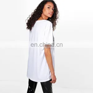 Custom Clothes Oversized White Women Casual Printed Longline t Shirt thumbnail-2