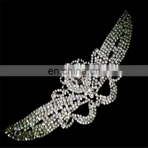 Wholesale Wing Shape Crystal Beaded Bridal Crystal Rhinestone Applique for Dress Sash thumbnail-1