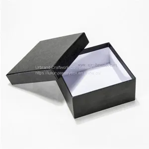 Empty Black Texture Paper Box With Cheap Factory Price, Rigid Paper Gift Box Wholesale thumbnail-1