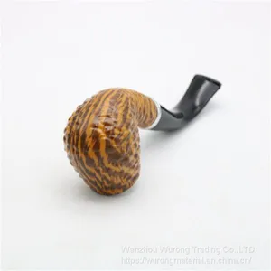 140 mm Length Wooden Resin Short Tobacco Pipe With Marble-pattern Head for Smoking thumbnail-2