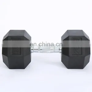 Adjustable Dumbbell Lbs Fitness Environmental Protection Rubber Coated Hexagonal Dumbbell thumbnail-6