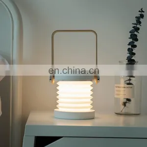 Wooden Handle Portable Retractable Folding LED Desk Lamp Charging USB Bedroom Bedside Reading Night Light thumbnail-2