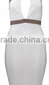 Summer Dress in Stock Wholesale 2015 New White Sey Classic and Elegant Bodycon Deep V Neck Women Cute Summer Evening Party Banda thumbnail-1