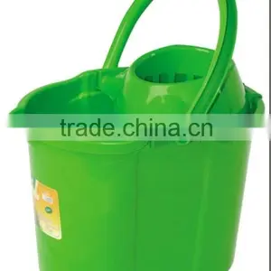 Plastic Cleaning Mop Bucket With Wringer and Wheels thumbnail-1