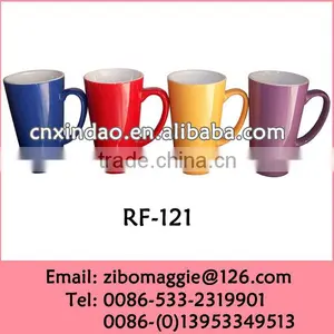 Zibo Made Tall V Shape Glazed Porcelain Promotion Keep Beer Mug for Daily Use With Good Quality thumbnail-1