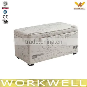 WorkWell Fabric Foldable Wooden Storage Ottoman Kw-9010-2 thumbnail-1