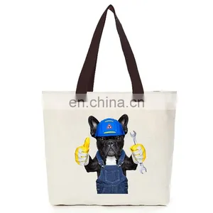 Cotton Canvas Cool Dog Tote Hand Shopping Bag thumbnail-1