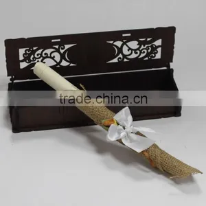2016 Hot Sale Creative Ideal Laser Cut Wooden Box Vintage Wedding Invitation thumbnail-2
