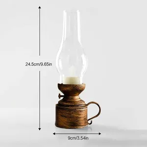 Vintage Oil Lamp Lamps, LED Flameless Design for Home & Restaurant Desktop Ornament thumbnail-5