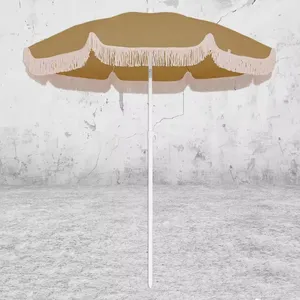 Wholesale 7FT Fringe Beach Umbrellas Outdoor Patio Umbrella OEM Customized UPF50+ Polyester With Aluminum Pole Windproof thumbnail-4