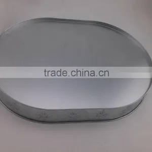 Beer Bucket and Serving Tray Galvanized Picnic, Bar Oval Galvanized & Painted Metal Serving Tray thumbnail-2