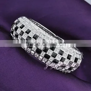 Costume Jewelry Cuff Bracelet Gold Plated Buckle Wholesale Crystal Bangles thumbnail-5