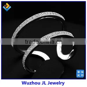 Women's Simple Fashion CZ Stone Gypsy Setting Copper Alloy Ring With Rhodium Plating thumbnail-1