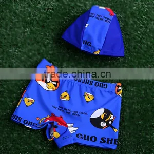 Promotional Fashion Yellow Cartoon Red Birds Little Boy Swimming Trunk Cap With Kids Bathing Swimwear Child Swimming Shorts thumbnail-6