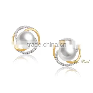 Simple Round Shaped Earring and Pendant Settings, 18K Gold Overlay thumbnail-1