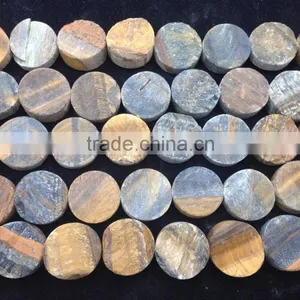 NO PS!!Wholesale Rough Tigereye Flat Coin Semi Precious Beads For Jewellery thumbnail-3