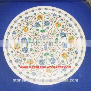 Designer Marble Stone Inlay Plate Antique Art Work thumbnail-1