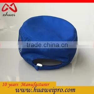 Good Quality 3D Embroidery 100% Cotton Twill Military Cap for Army Blue 3 Panel Military Hat thumbnail-3