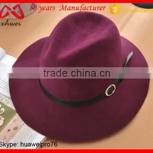 Fashion Woolen Felt Floppy Hat Winter Vintage Fedora Hat With Leahter Band thumbnail-4