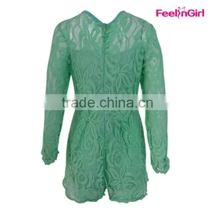 Small MOQ Mint Green Formal Lace Evening Patterns Dress thumbnail-5
