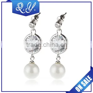 Blue Diamond Pearl Earrings Young Ladies' Jewelry Wholesale thumbnail-3
