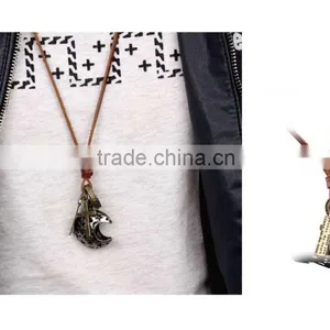 Antique Jewelry Catholic Religious Items Bronze Moon Necklace With Geneuine Leather Chain thumbnail-5