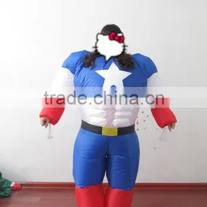 DJ-CO-111 Adult Chub Captain America Inflatable Blow Up Color Full Body Costume Jumpsuit thumbnail-6