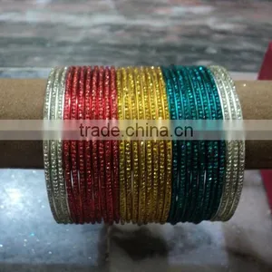 Metal Bangles Sets for Wedding Indian Wholesale Rasta Colours thumbnail-1