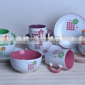 Colorful 3pcs Handpainted Ceramic Breakfast Set thumbnail-1