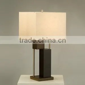 Contemporary Black Trapezoidal Wooden Base Hotel Bedroom Desk Lamp Quality Choice thumbnail-4