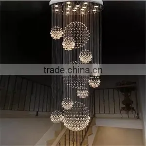 Silver Frame Crystal Raindrop Stair Long Chandeliers Light 92032 thumbnail-5