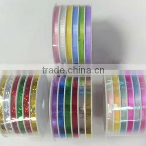HOT SALE! 5mm Six Channels Solid Plain Metallic Holo Iridescent Poly Curly Ribbon Spool Coil thumbnail-1