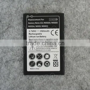 For Samsung Galaxy NOTE 3 N9000 N9100 Battery,3.7V 3500mAh, Made in China thumbnail-1