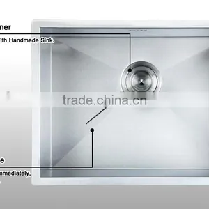 Modern Kitchen Ware Handmade Stainless Steel Undermount Kitchen Sink With Single Bowl thumbnail-3