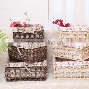Set of 3 Maize Husk Weaved Storage Baskets -brown thumbnail-1