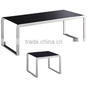 Rectangle Glass Top Long Coffee Table With Chromed Steel Leg thumbnail-1