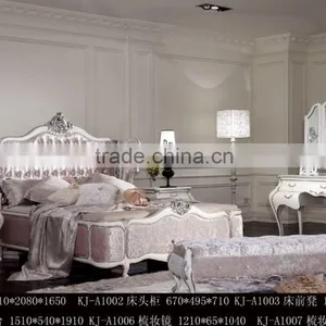 Manufacturer Direct Supplier Modern Elegant France Type Bedroom Furniture Bed Bedside Table Wardrobe Dressing Table Bench thumbnail-1