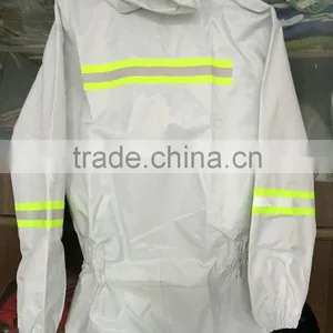 White Coverall With Reflective Tapes 200D Oxford/PVC Coating thumbnail-2