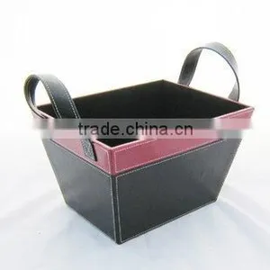 Faux Leather (pu,pvc) or Genuine Leather Storage Basket thumbnail-1