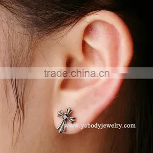 Steel Cartilage Piercing Cross Shape Stud Earrings Women thumbnail-1