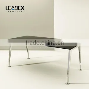 Modern Moving Cabinet Return Black Tempered Modern Glass Office Desk thumbnail-1