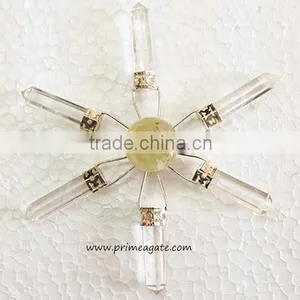 Crystal Quartz 6Points Energy Generator With Crystal Ball : Buy Direct Spiritual Gemstones Online From PRIME AGATE: INDIA thumbnail-1
