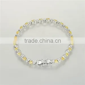 925 Sterling Silver Tennis Bracelet With Middle Size Gold Zircon thumbnail-3