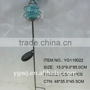 Decorative Metal Dragonfly Solar Garden Stake With Crackle Glass Ball thumbnail-1