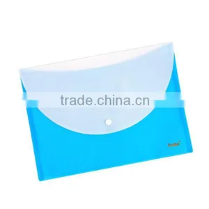 Two Pocket A4 Transparent Color Buckle File Pocket/Plastic Document Bag With Button thumbnail-1