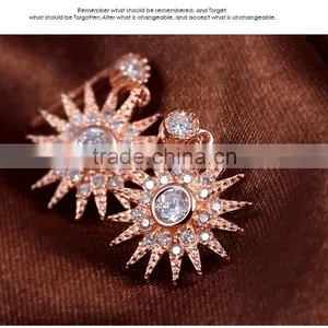 925 Sterling Silver and Rose Gold Plated Sun Shaped Ear Studs for Women thumbnail-3