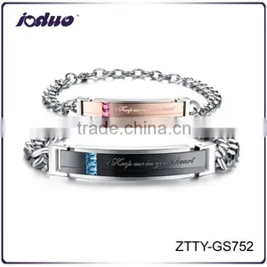 Titanium Steel Exquisite Zircon Bracelets For Couple thumbnail-1