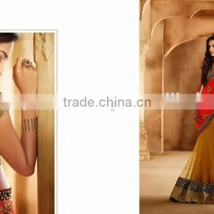 On Net Lehenga Saree Multi Color Georgette thumbnail-5